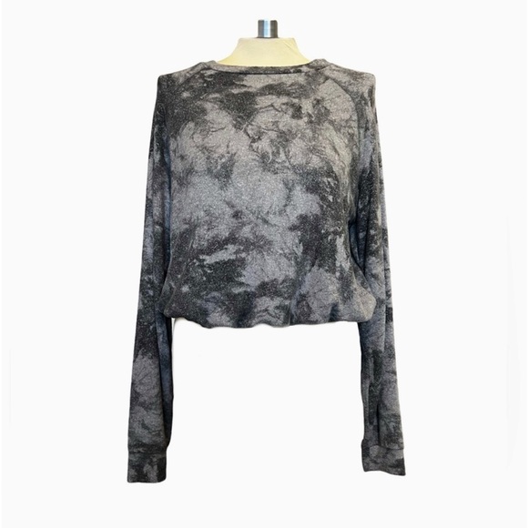 BKE black & grey sweatshirt soft elastic waist top women’s size small tie-dye - Picture 3 of 4